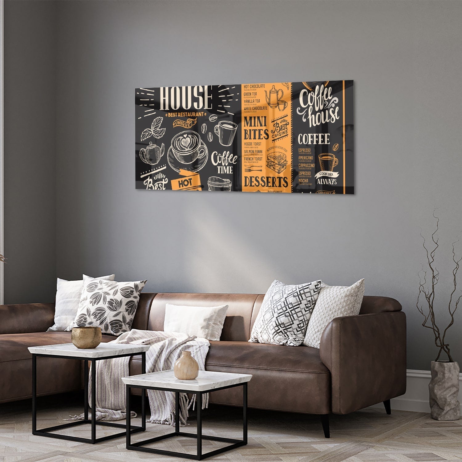 Glasbild – Vintage Coffee-House – Glasbild aus Sicherheitsglas, Größe 40x40_rond