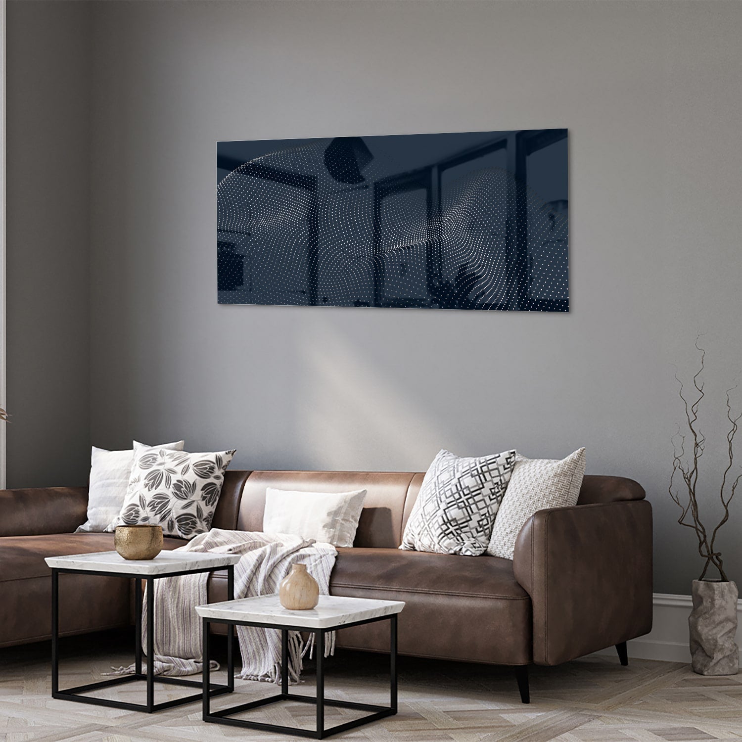 Modernes Glasbild in Tiefblau – Glasbild aus Sicherheitsglas, Größe 40x40_rond