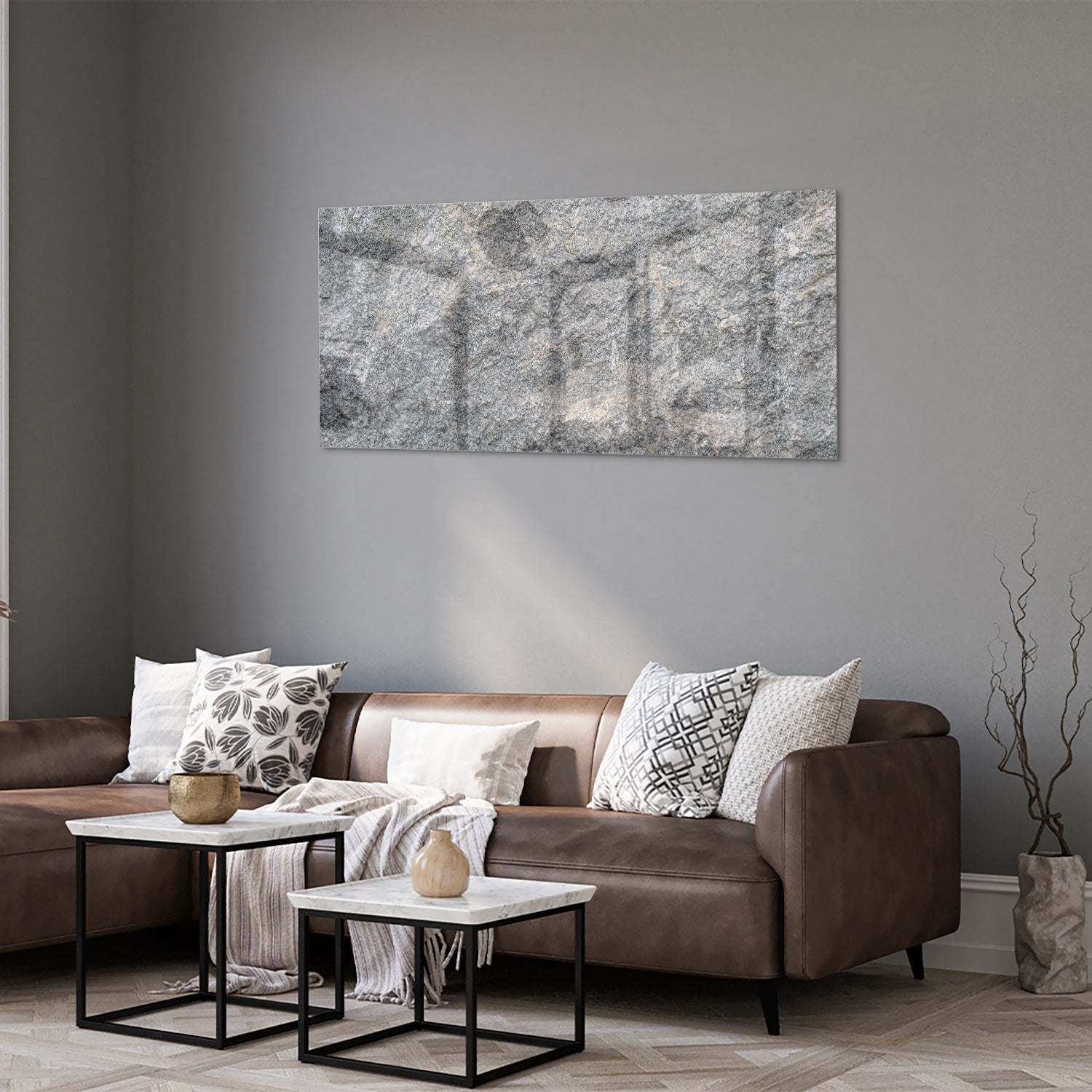 Elegantes Glasbild mit abstrakter Textur – Glasbild aus Sicherheitsglas, Größe 40x40_rond