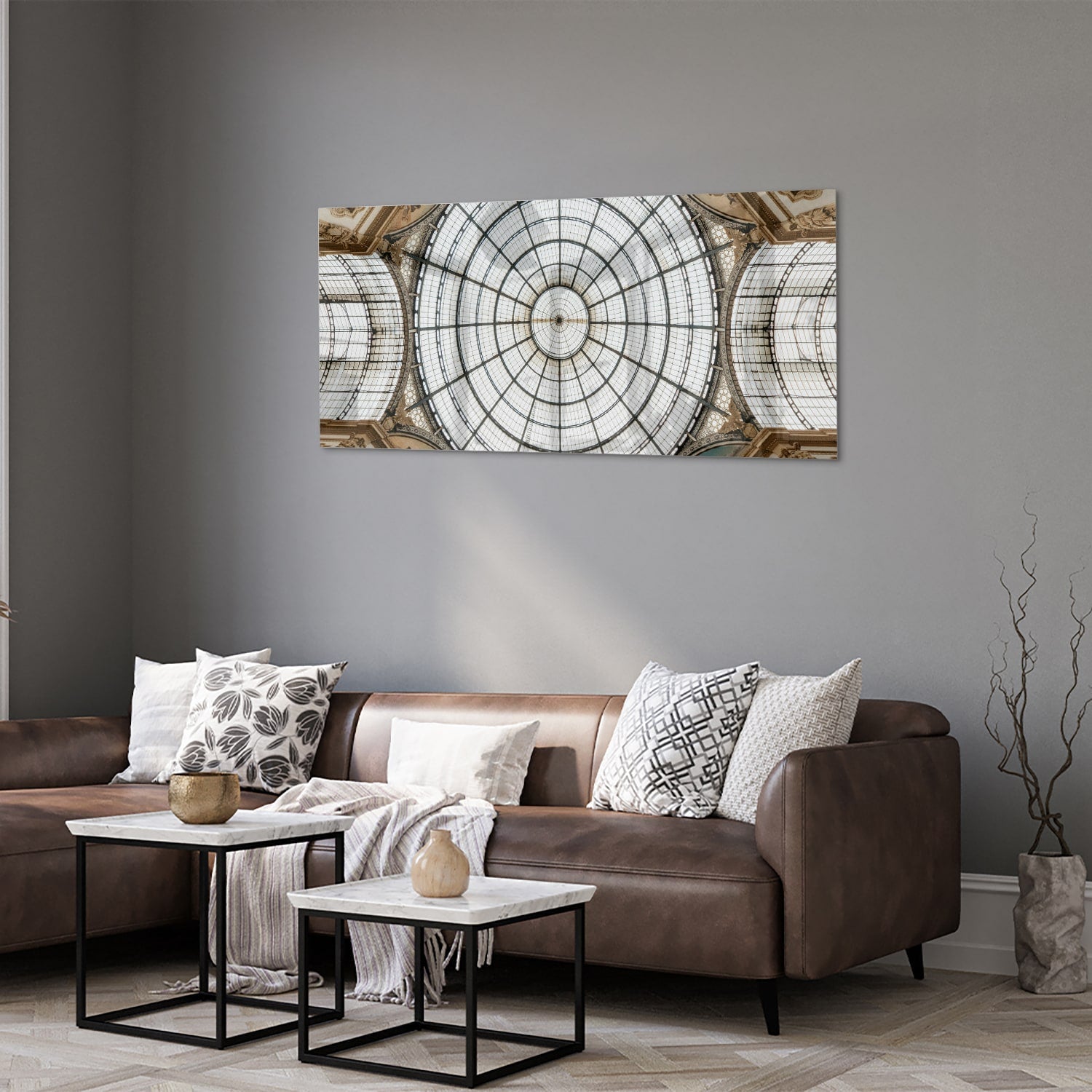 Elegantes Glasbild mit einer kunstvollen Kuppel – Glasbild aus Sicherheitsglas, Größe 40x40_rond