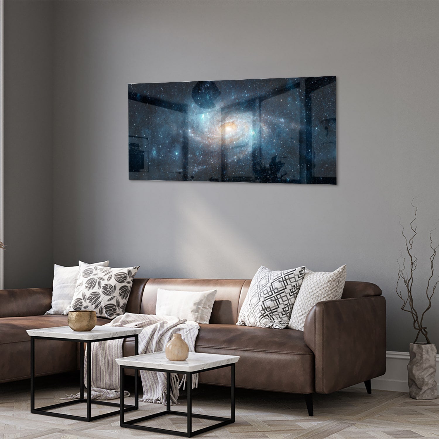 Mystisches Glasbild mit einer Galaxie – Glasbild aus Sicherheitsglas, Größe 40x40_rond