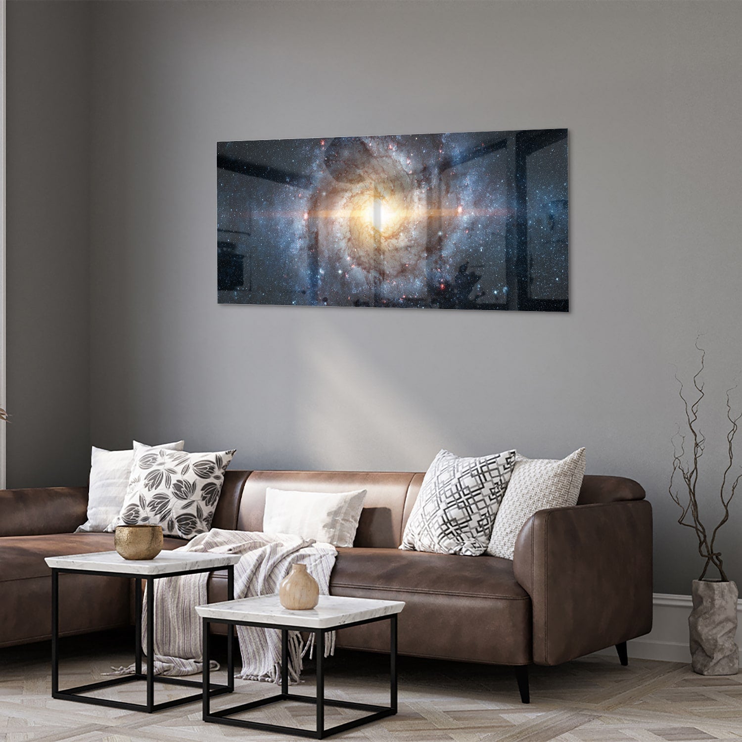 Glasbild mit einer zauberhaften Galaxie – Glasbild aus Sicherheitsglas, Größe 40x40_rond