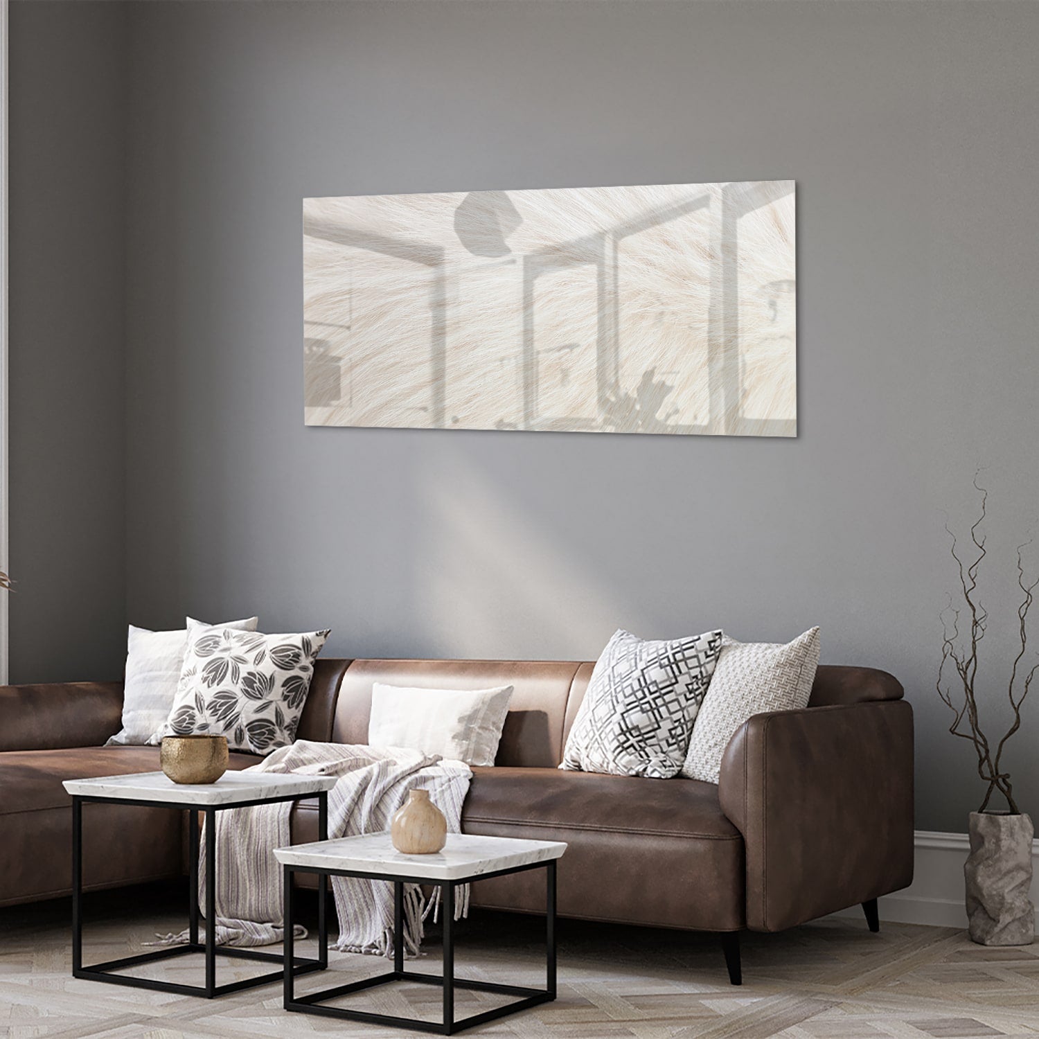 Minimalistisches Glasbild mit Naturmotiv – Glasbild aus Sicherheitsglas, Größe 40x40_rond