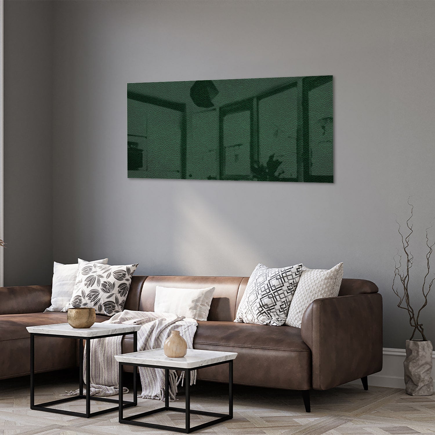 Minimalistisches grünes Glasbild für moderne Einrichtungen – Glasbild aus Sicherheitsglas, Größe 40x40_rond
