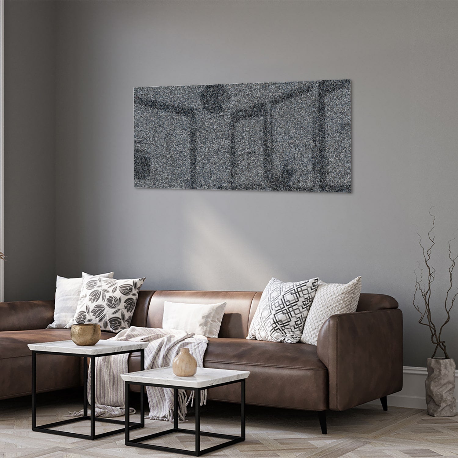 Minimalistisches Glasbild mit elegantem Design – Glasbild aus Sicherheitsglas, Größe 40x40_rond