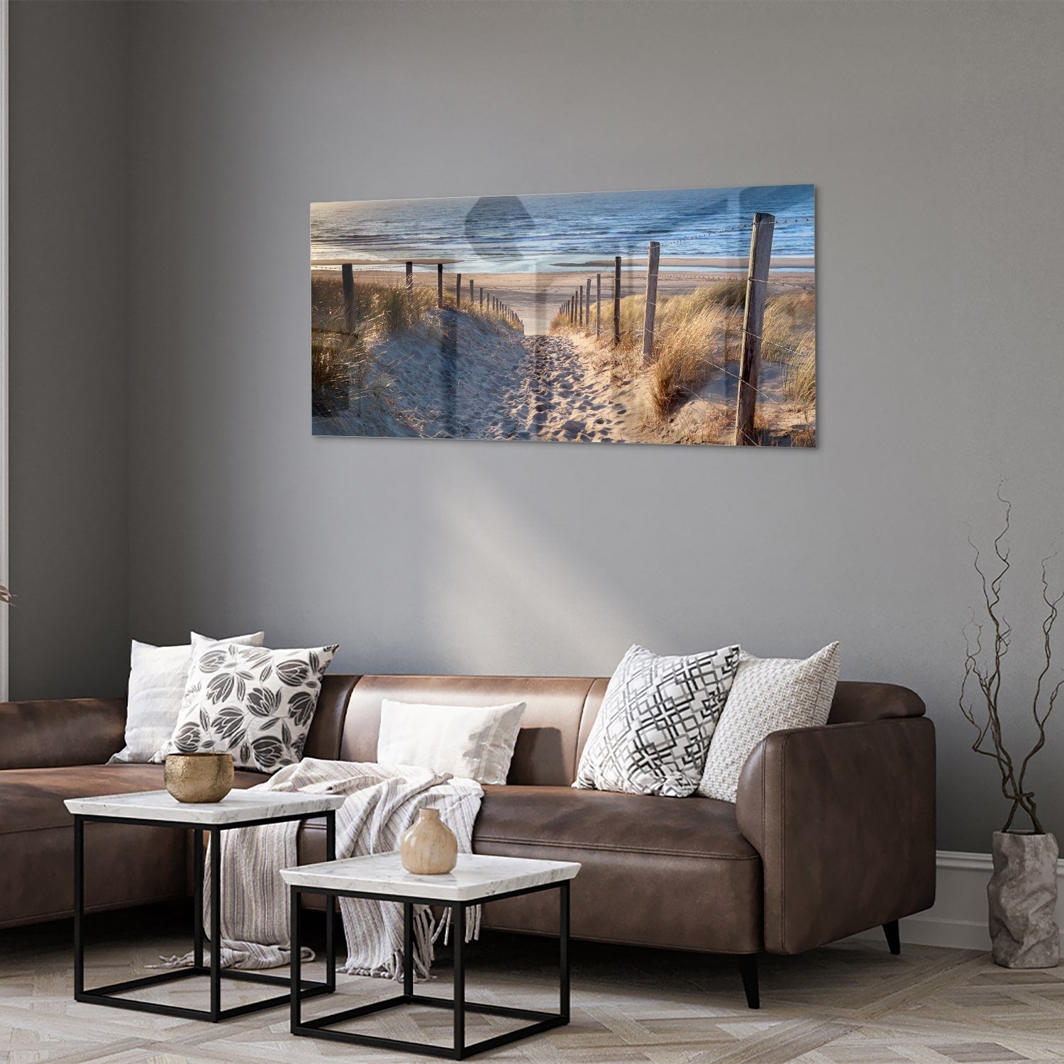 Glasbild – Sandweg zum Strand – Glasbild aus Sicherheitsglas, Größe 40x40_rond
