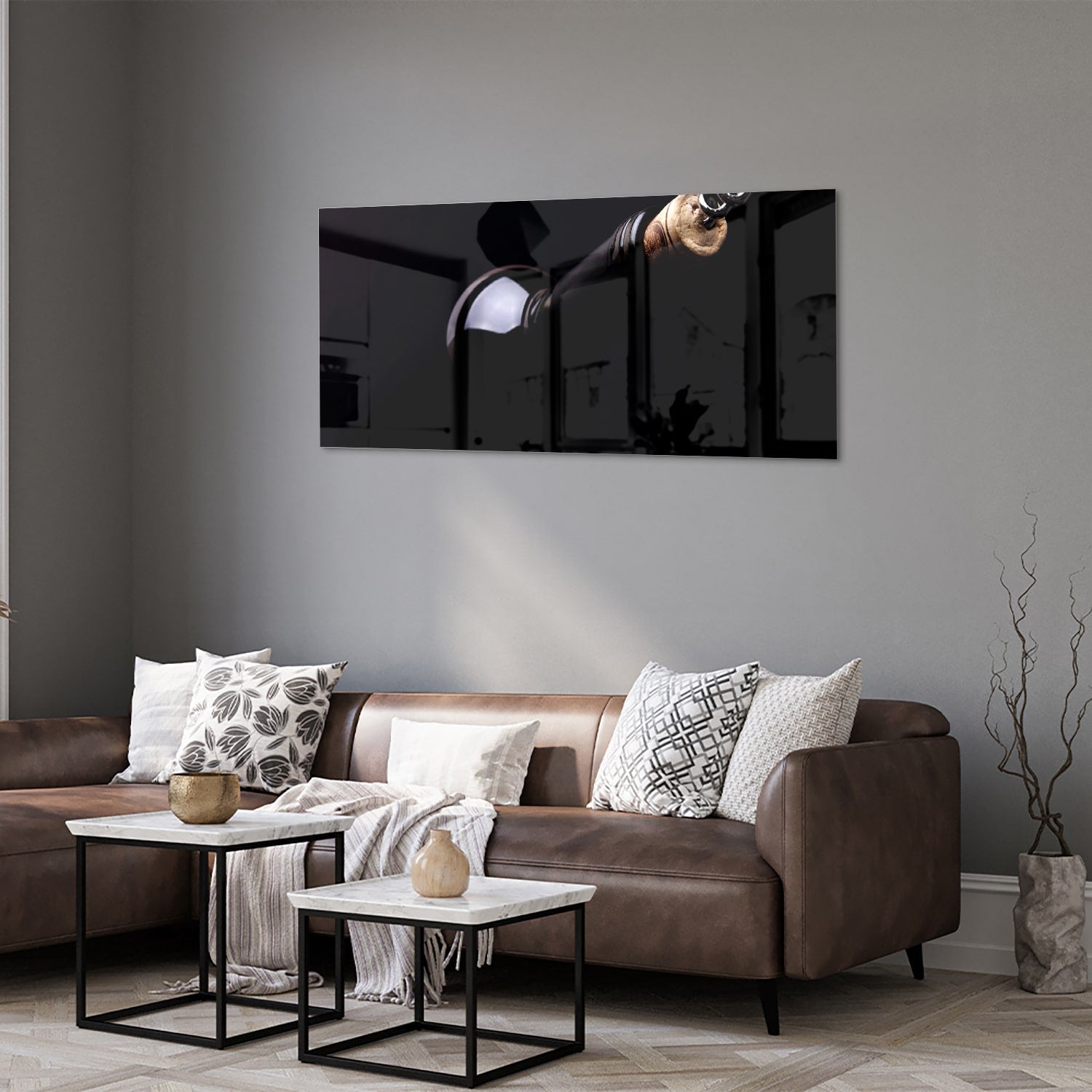 Elegantes Glasbild mit Griff – Glasbild aus Sicherheitsglas, Größe 40x40_rond