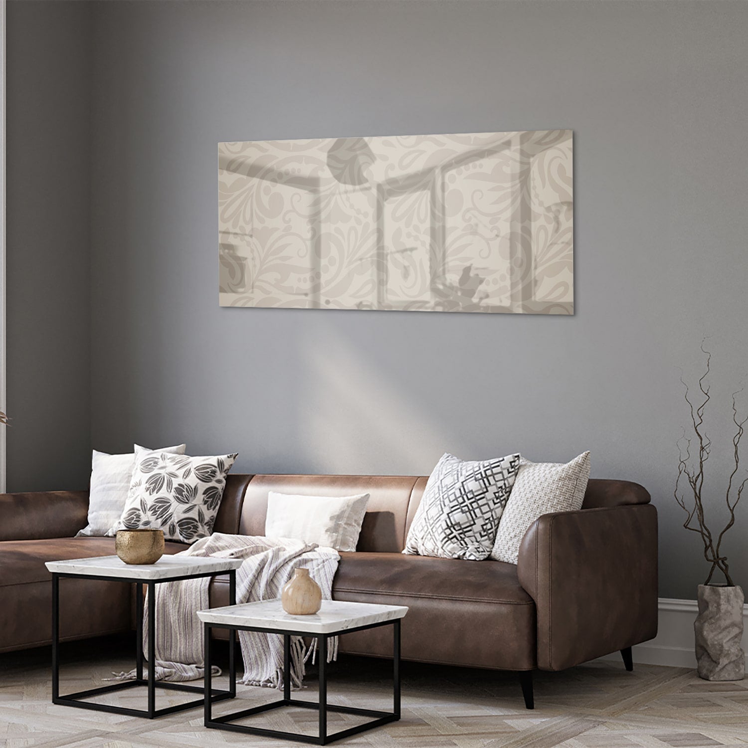 Elegantes Glasbild mit raffiniertem Muster – Glasbild aus Sicherheitsglas, Größe 40x40_rond