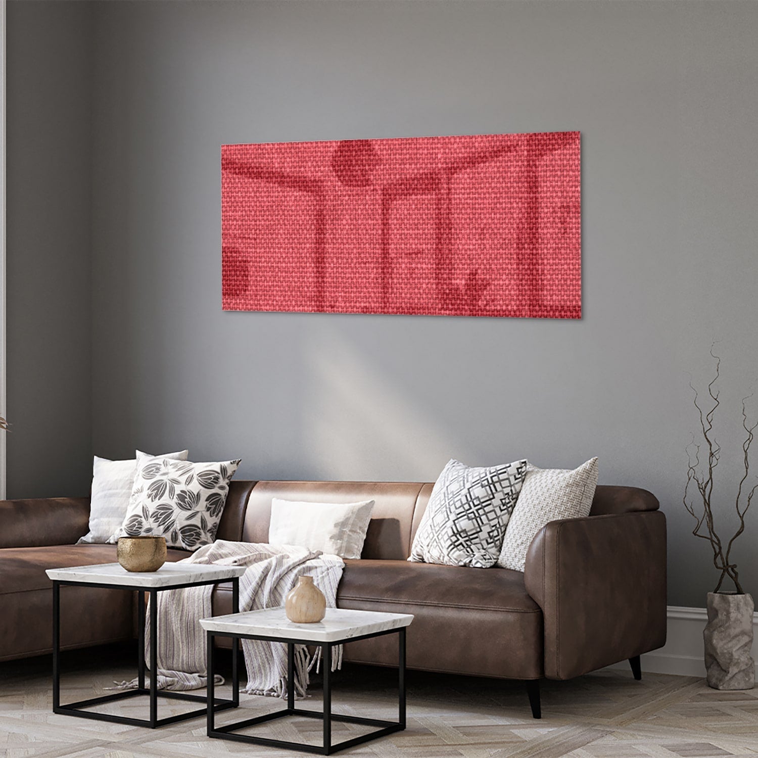 Modernes Glasbild in klarem Rot – Glasbild aus Sicherheitsglas, Größe 40x40_rond