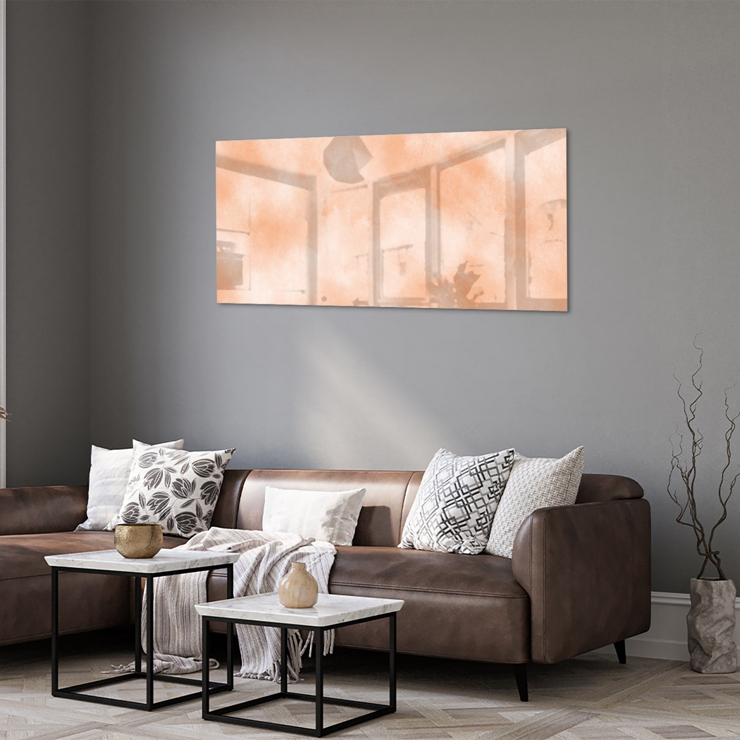 Glasbild in warmen Farbtönen für ein elegantes Interieur – Glasbild aus Sicherheitsglas, Größe 40x40_rond