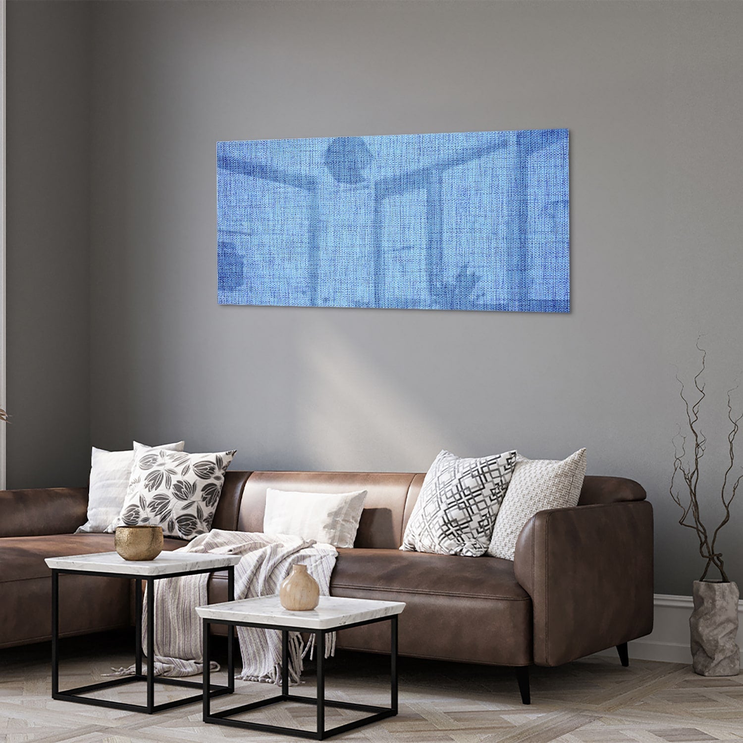 Elegantes blaues Glasbild für moderne Innenräume – Glasbild aus Sicherheitsglas, Größe 40x40_rond