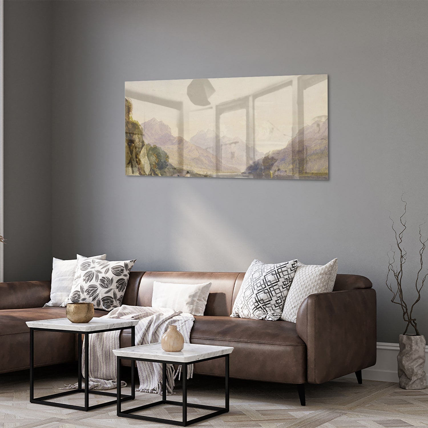 Atemberaubendes Glasbild mit Landschaft – Glasbild aus Sicherheitsglas, Größe 40x40_rond