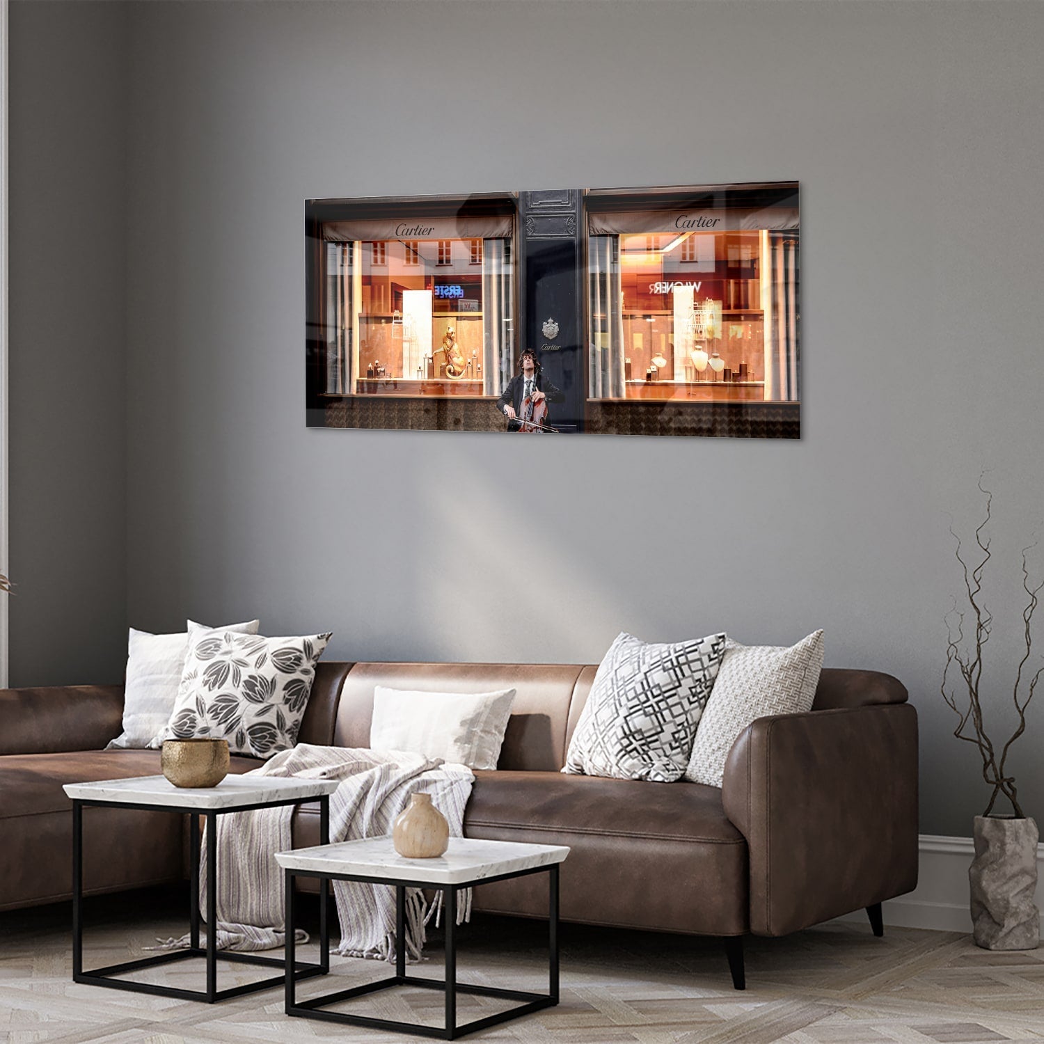 Luxuriöses Cartier-Glasbild für Ihr Interieur – Glasbild aus Sicherheitsglas, Größe 40x40_rond