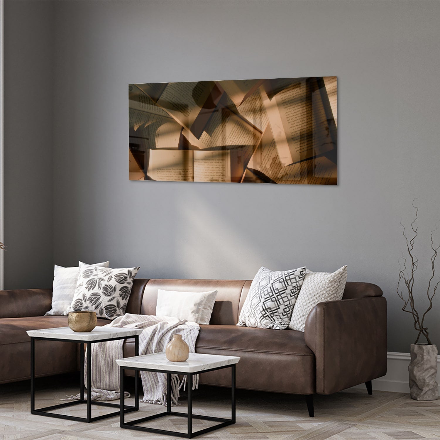 Modernes Glasbild mit abstrakten Formen – Glasbild aus Sicherheitsglas, Größe 40x40_rond