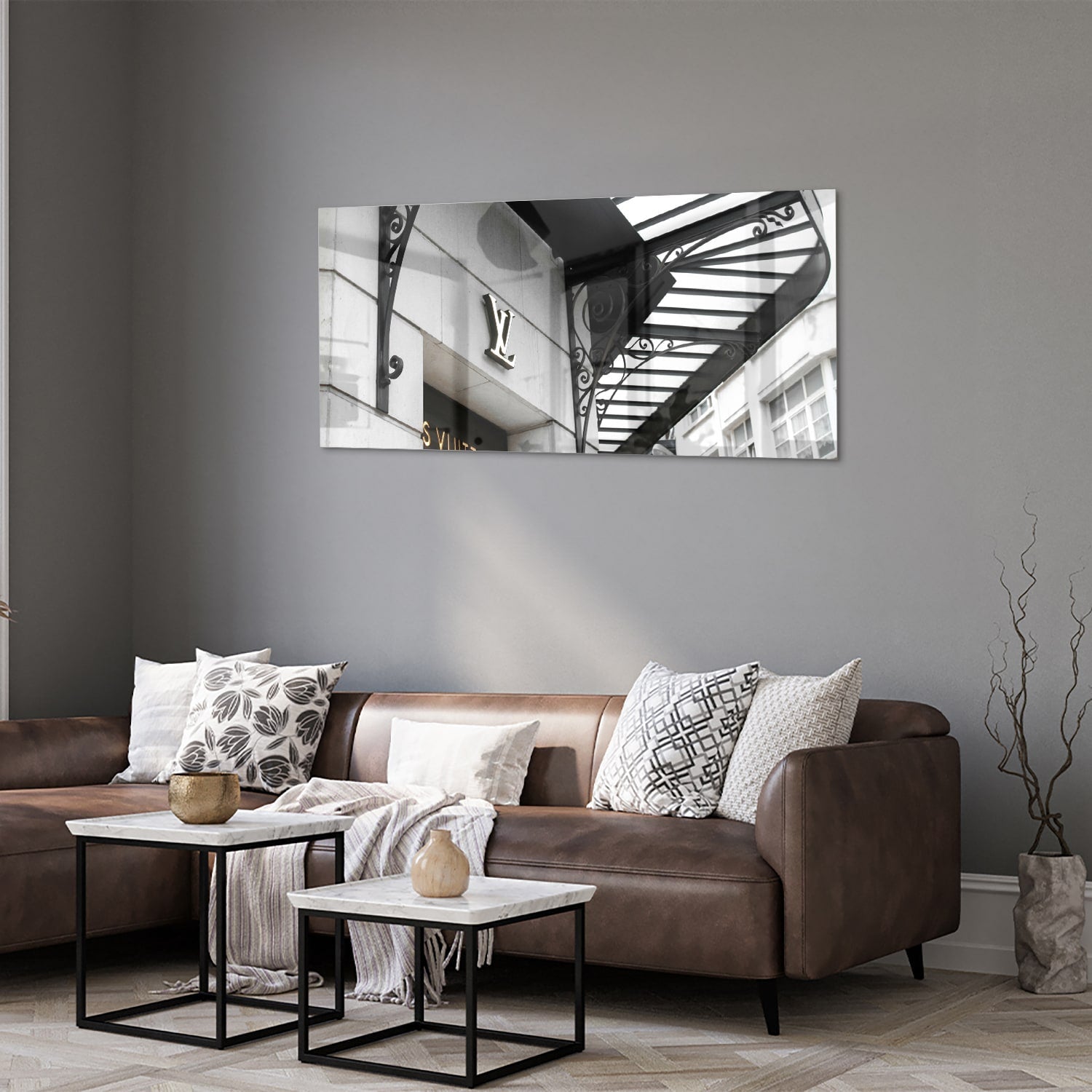 Elegantes Glasbild mit luxuriöser Mode – Glasbild aus Sicherheitsglas, Größe 40x40_rond