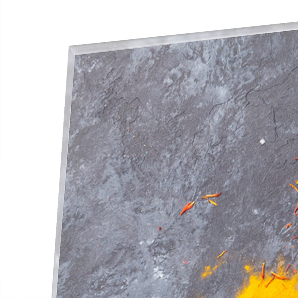 Glasbild mit farbenfrohen Gewürzen – Glasbild aus Sicherheitsglas, Größe 80x60