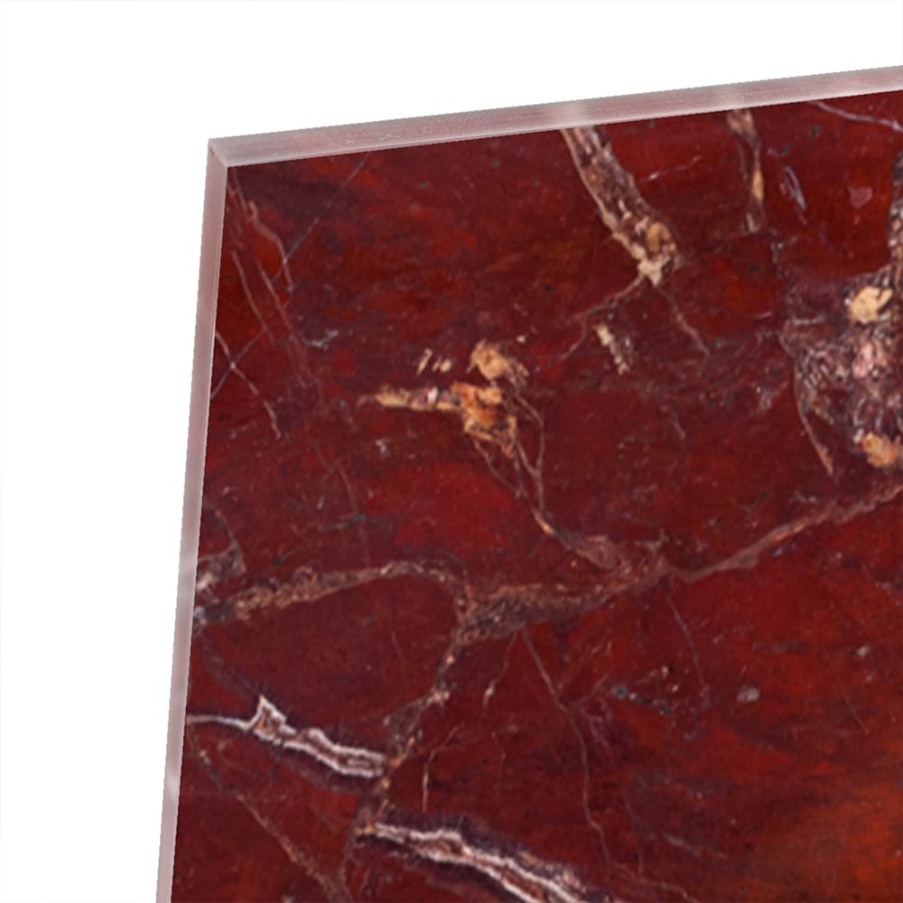 Rotes Glasbild mit Marmoroptik – Glasbild aus Sicherheitsglas, Größe 80x60