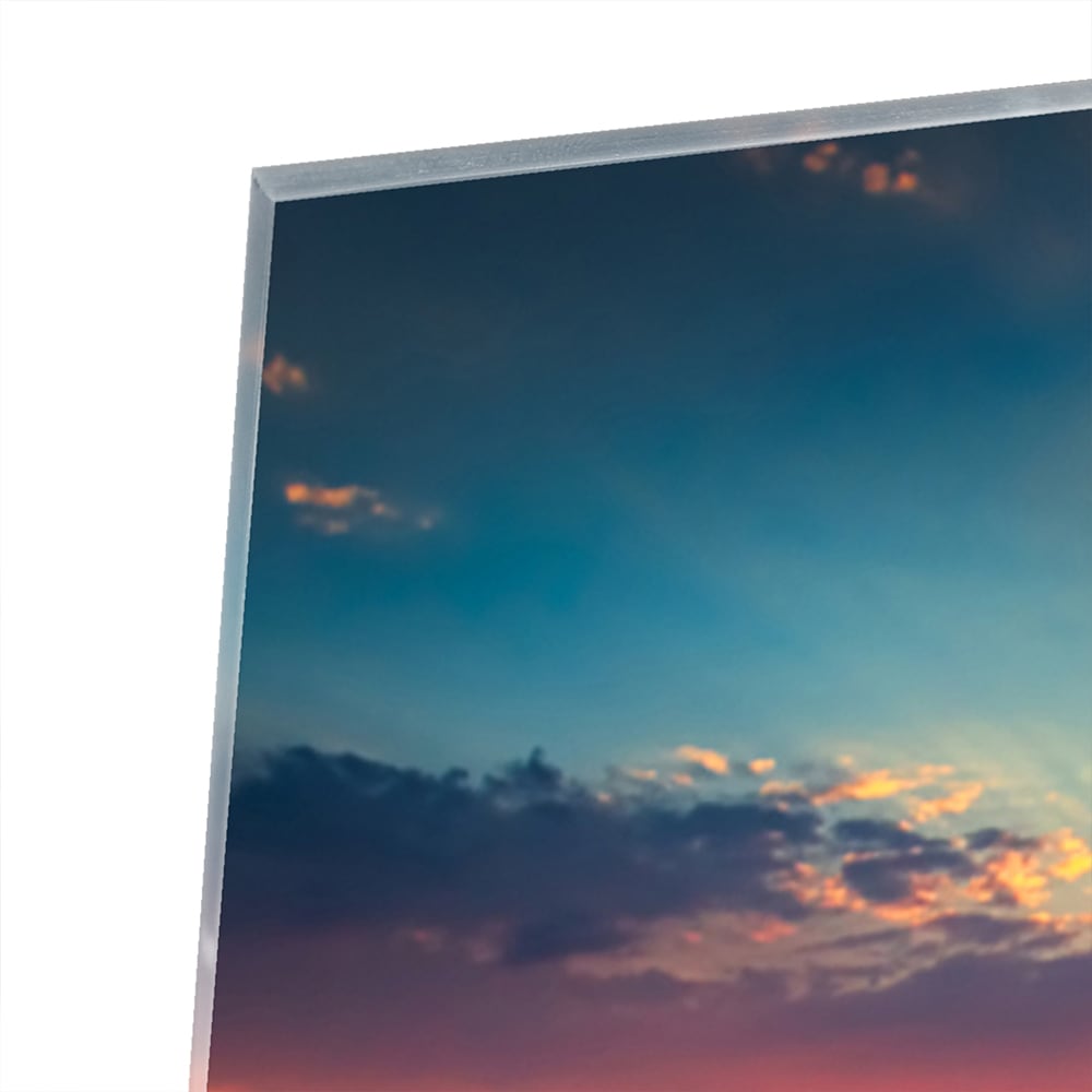 Glasbild – Sonnenuntergang am Strand – Glasbild aus Sicherheitsglas, Größe 80x60