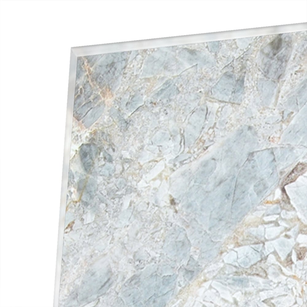 Glasbild mit Marmoroptik in Blau und Grau – Glasbild aus Sicherheitsglas, Größe 80x60