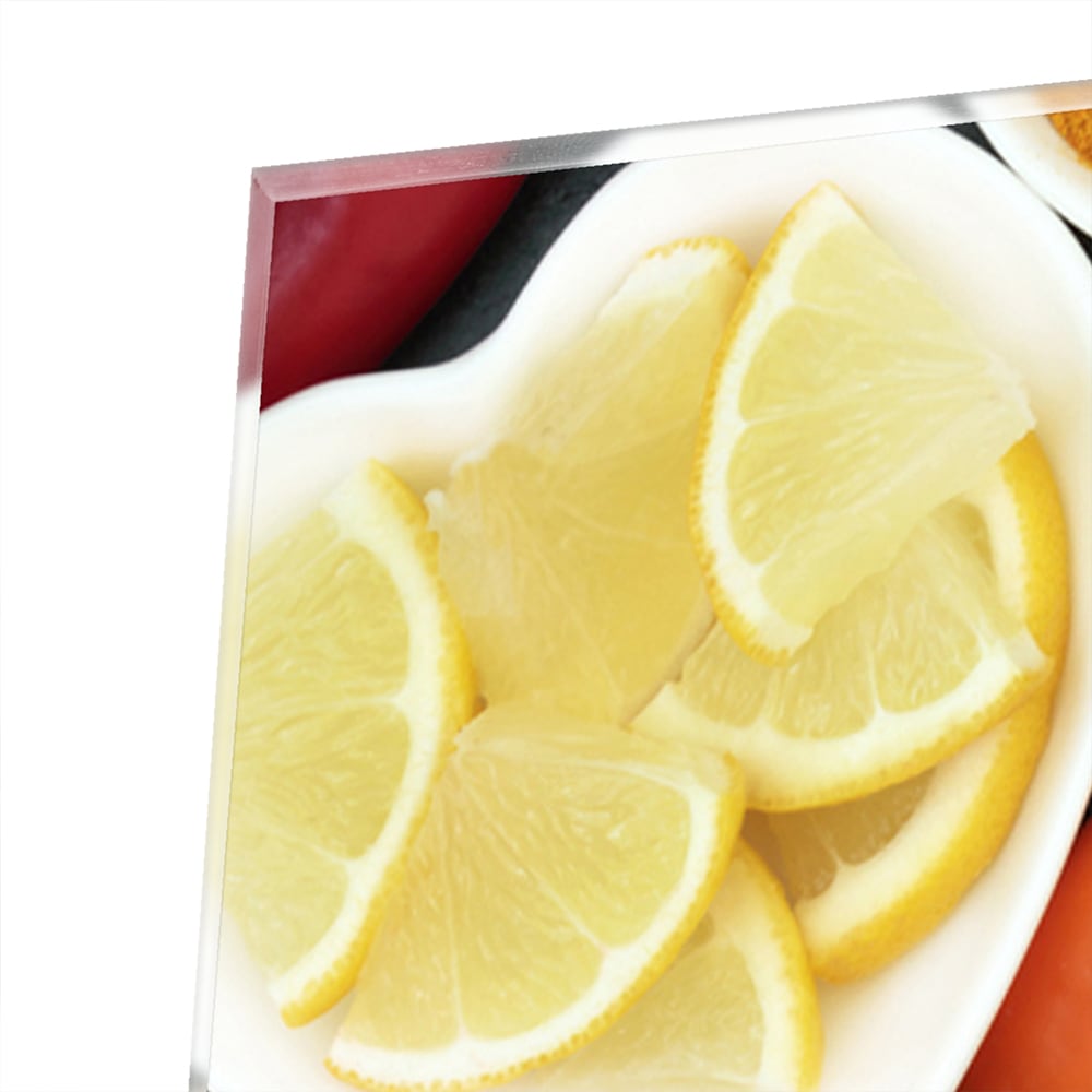Fröhliches Glasbild mit Früchten für die Küche – Glasbild aus Sicherheitsglas, Größe 80x60
