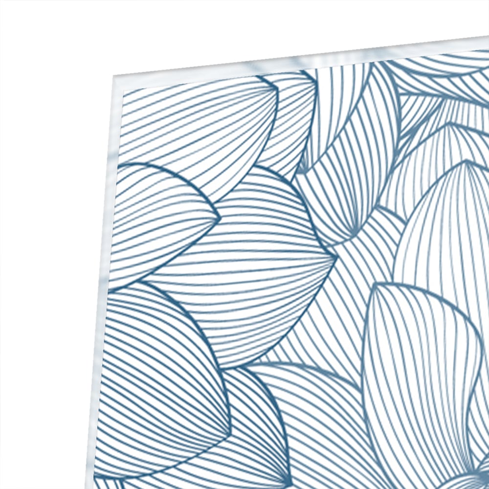 Elegantes Glasbild mit Blumendesign in Blau – Glasbild aus Sicherheitsglas, Größe 80x60
