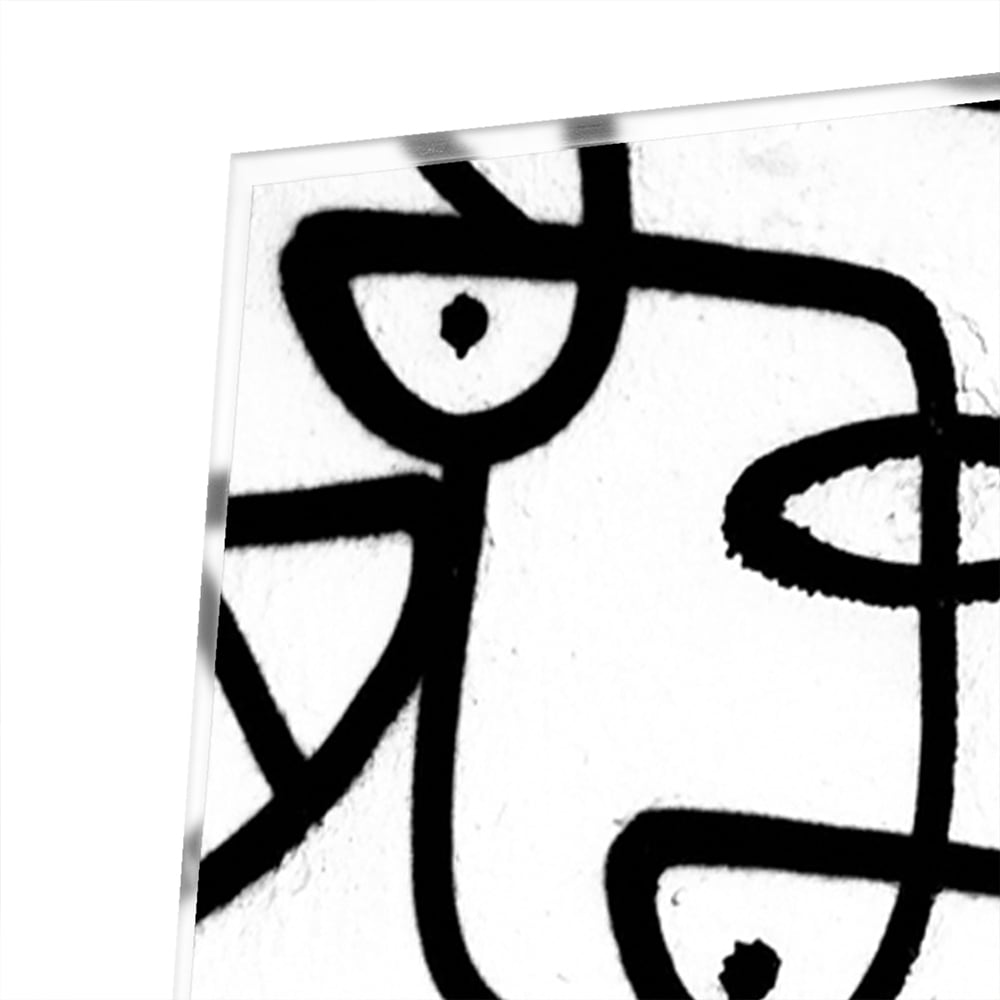 Abstraktes Schwarz-Weiß-Glasbild mit Formen – Glasbild aus Sicherheitsglas, Größe 80x60