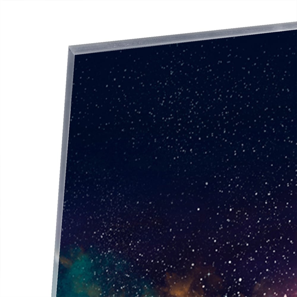 Leuchtendes Glasbild mit Galaxie – Glasbild aus Sicherheitsglas, Größe 80x60