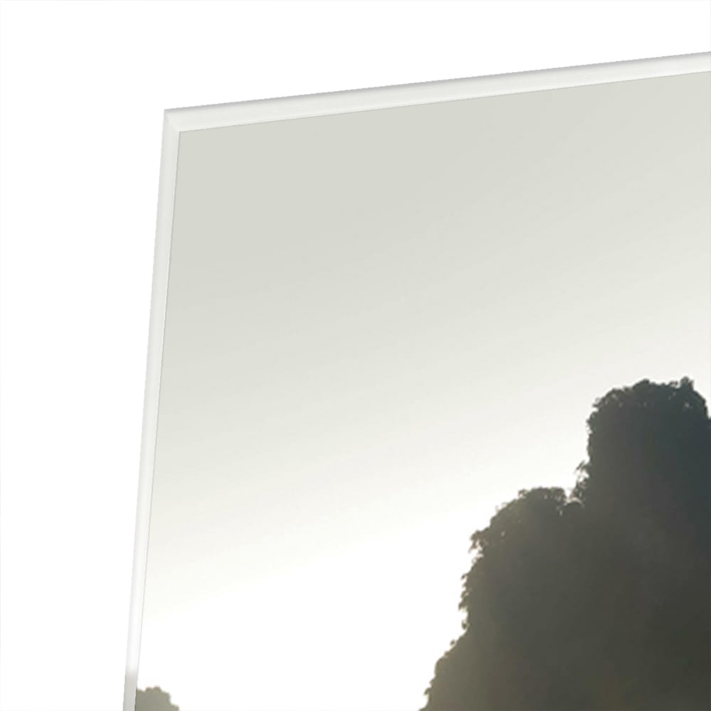 Rustikales Glasbild mit ruhigen Bergreflexionen – Glasbild aus Sicherheitsglas, Größe 80x60
