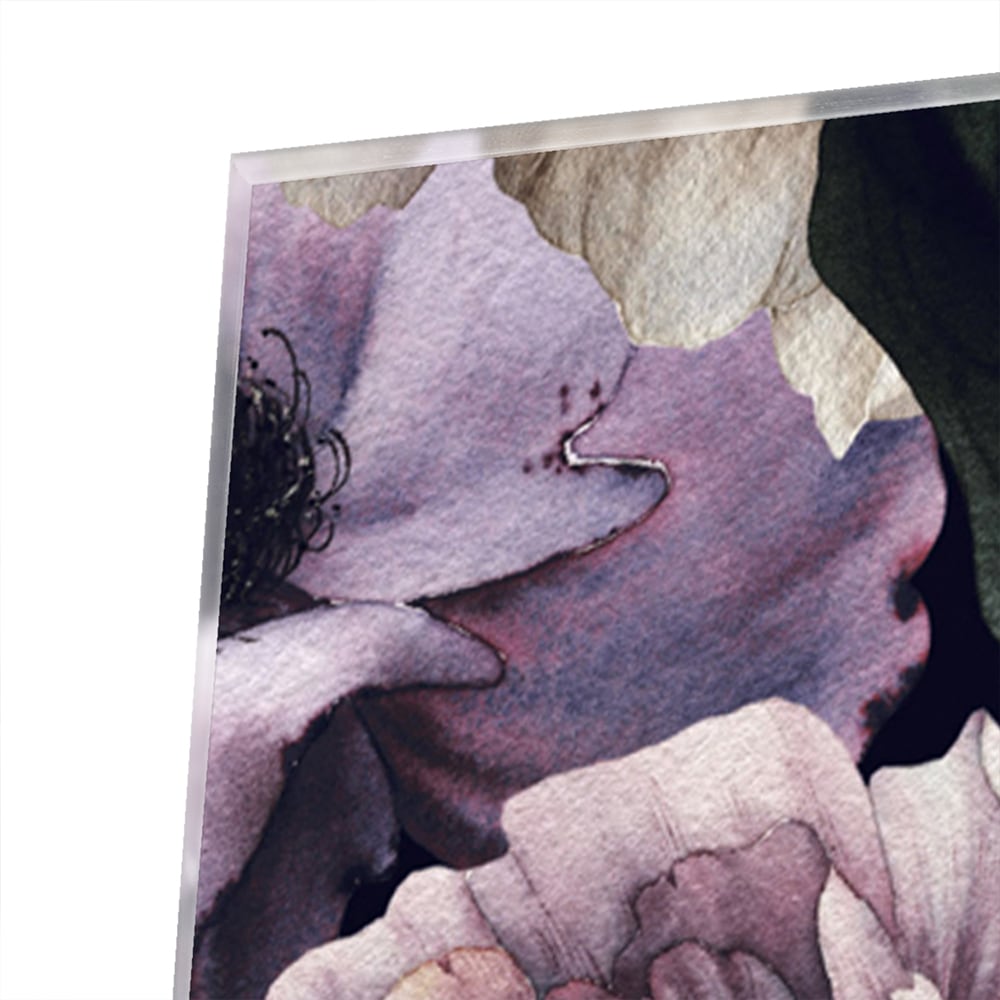 Glasbild mit wunderschönen violetten Blumen – Glasbild aus Sicherheitsglas, Größe 80x60