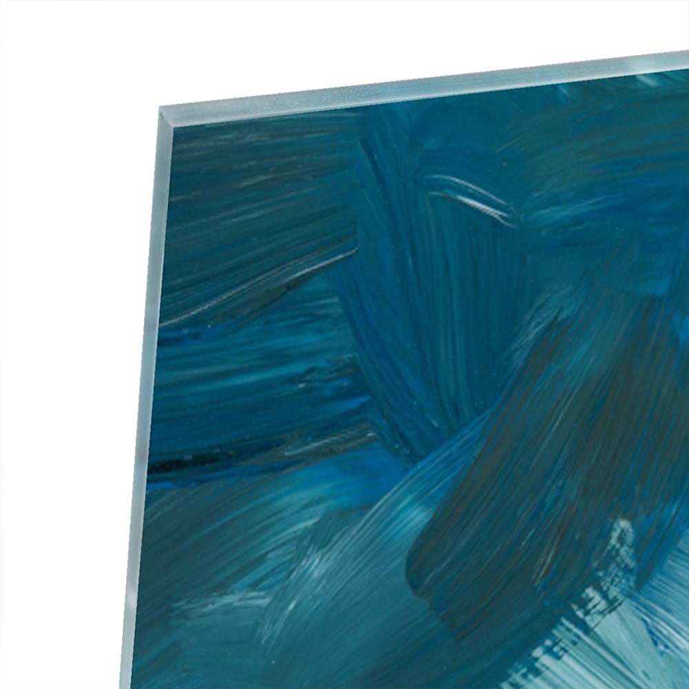 Abstraktes Glasbild in harmonischen Blautönen – Glasbild aus Sicherheitsglas, Größe 80x60