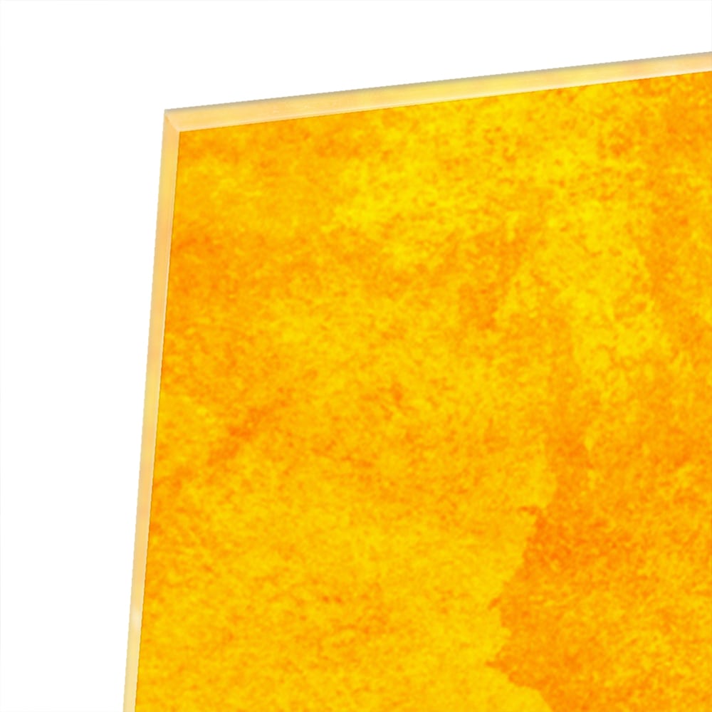 Leuchtend gelbes Glasbild für ein geradliniges Interieur – Glasbild aus Sicherheitsglas, Größe 80x60