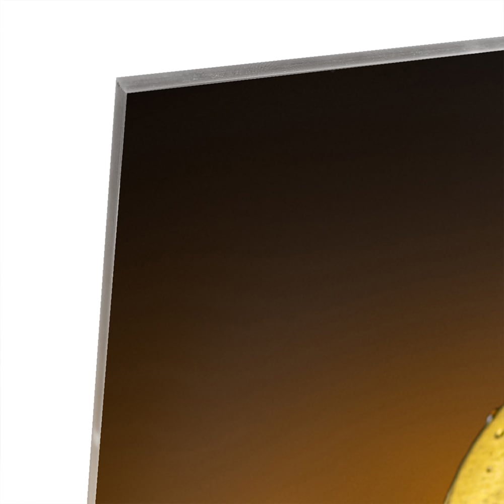 Glasbild mit aufsteigender Flasche und Verschluss – Glasbild aus Sicherheitsglas, Größe 80x60