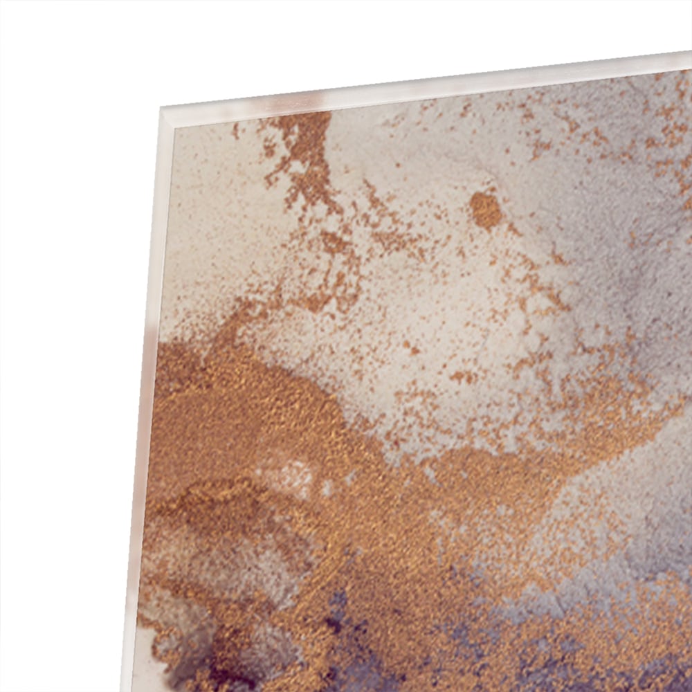 Violettes Glasbild mit goldenen Akzenten – Glasbild aus Sicherheitsglas, Größe 80x60