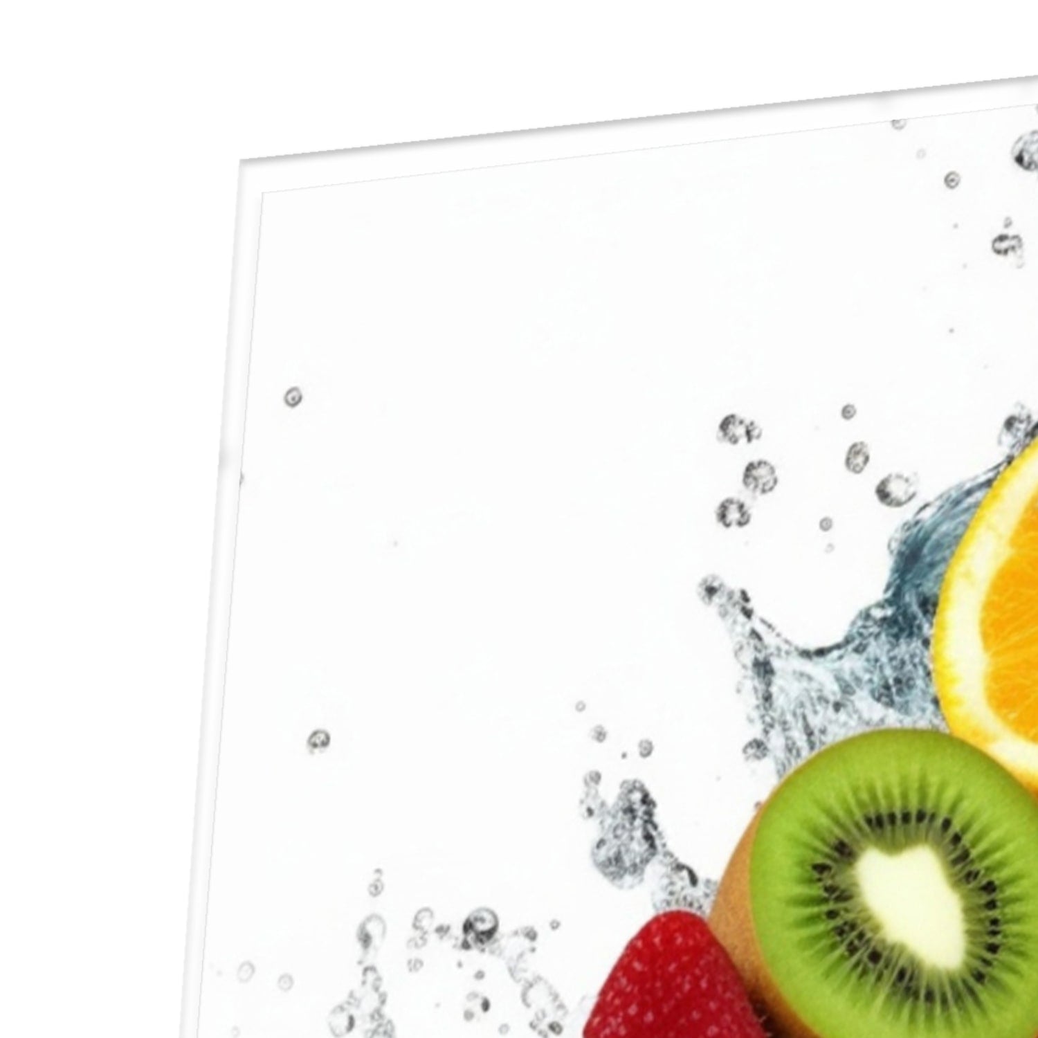 Stimmungsvolles Glasbild mit farbenfroher Fruchtkomposition – Glasbild aus Sicherheitsglas, Größe 80x60