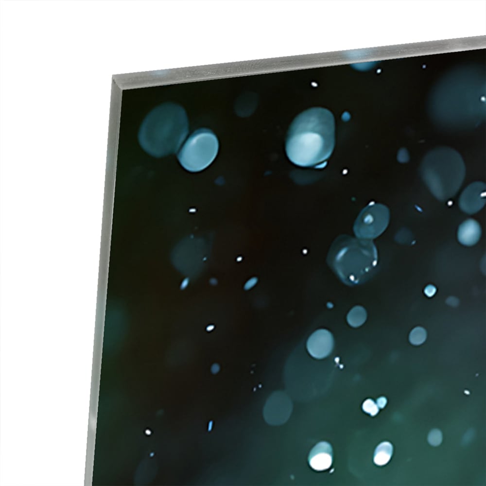 Glasbild Kokosnuss-Trio mit Wasserstrahlen – Glasbild aus Sicherheitsglas, Größe 80x60