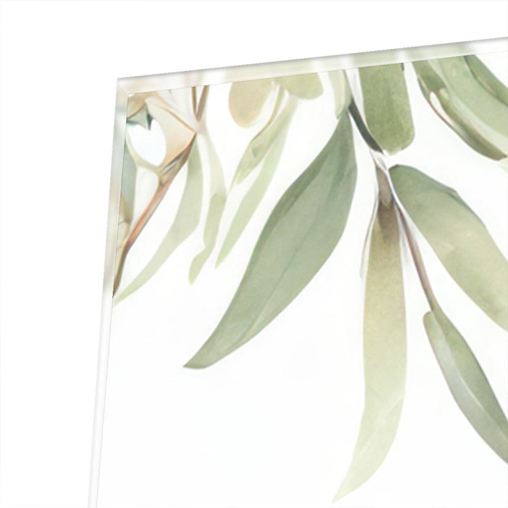 Glasbild mit tropischen Blättern und botanischer Flora – Glasbild aus Sicherheitsglas, Größe 80x60