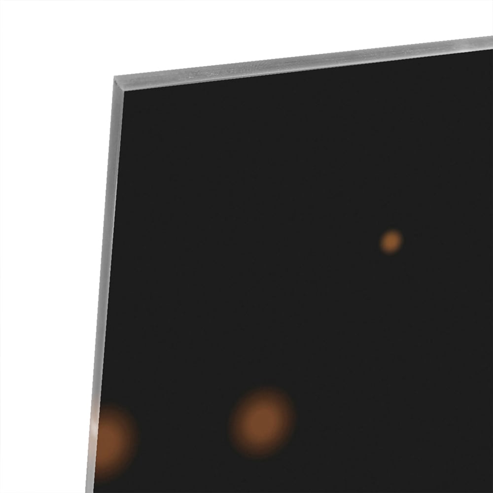 Glasbild mit goldenen Lichtpunkten auf schwarzem Hintergrund – Glasbild aus Sicherheitsglas, Größe 80x60