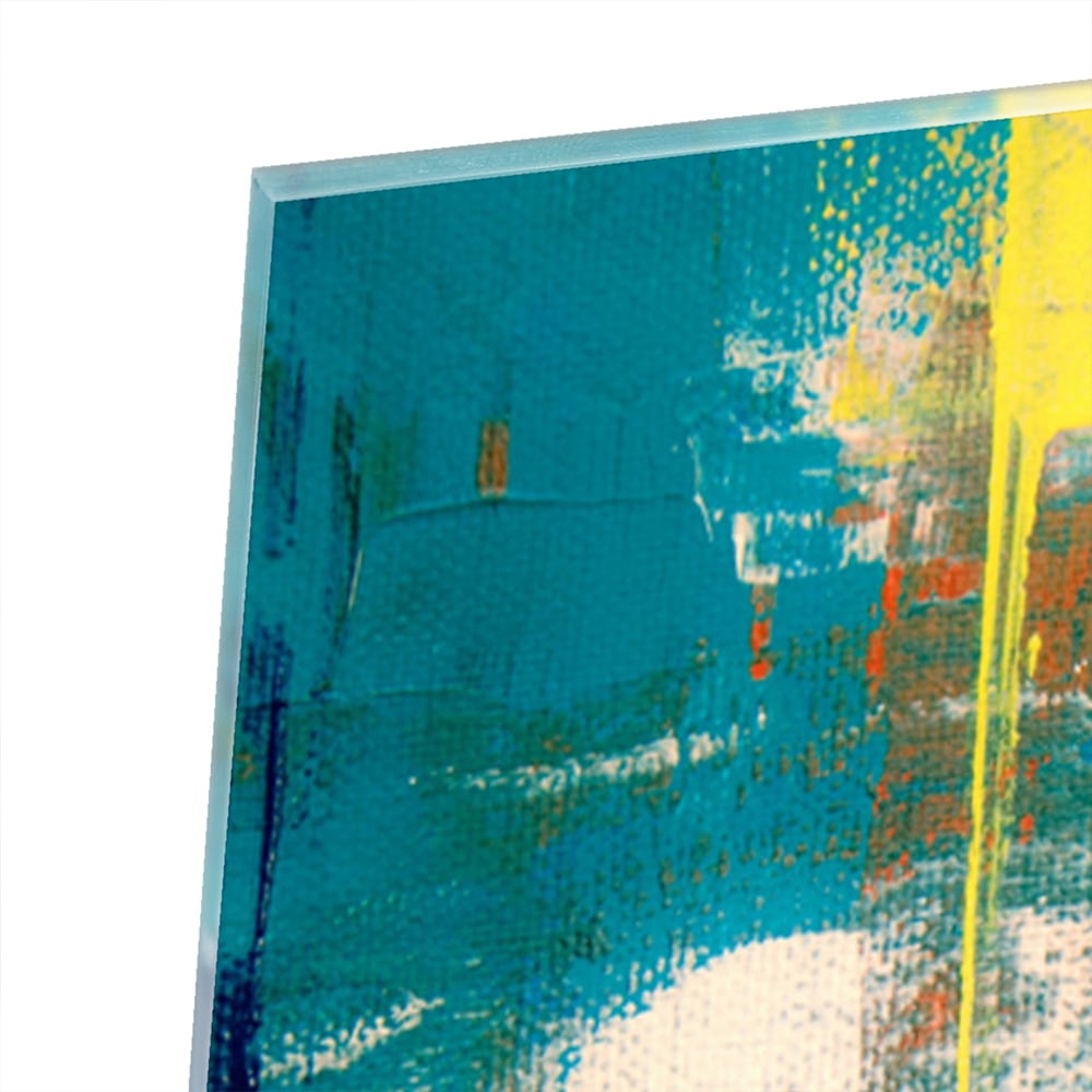 Abstraktes Glasbild in farbenfrohen Farbtönen – Glasbild aus Sicherheitsglas, Größe 80x60