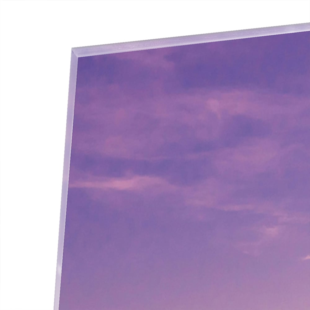 Glasbild mit Sonnenuntergang am Hafen – Glasbild aus Sicherheitsglas, Größe 80x60