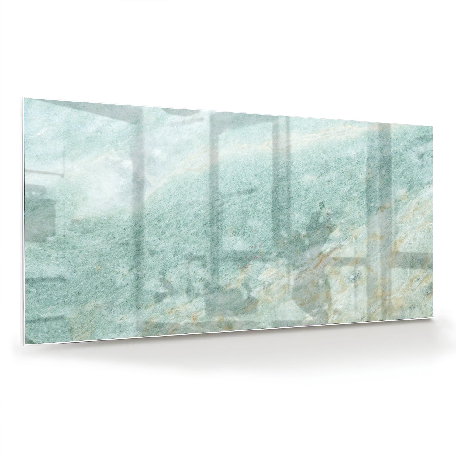 Abstraktes Glasbild in raffinierten Grüntönen – Glasbild aus Sicherheitsglas, Größe 70x70_rond