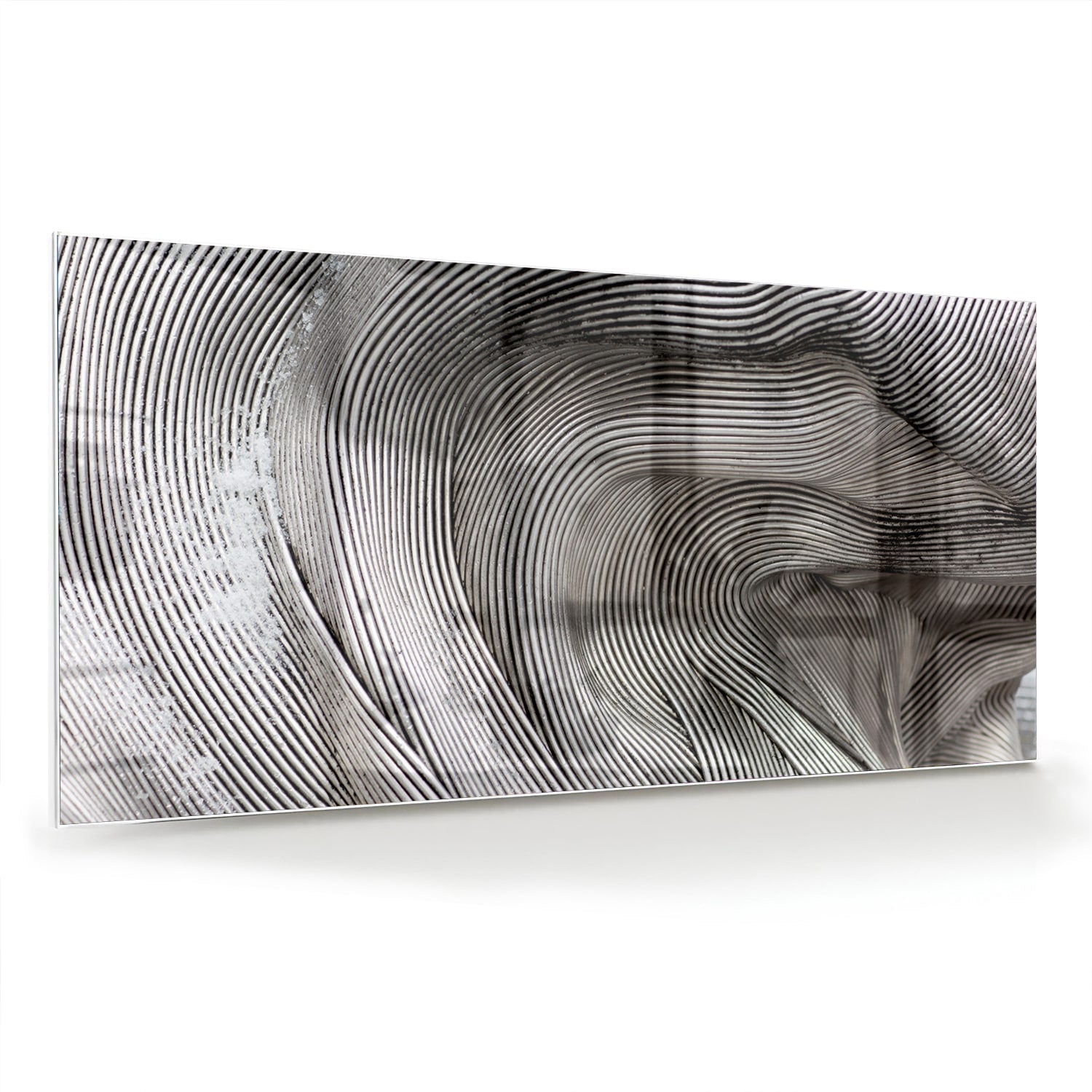 Abstraktes Glasbild mit wellenförmigen Linien – Glasbild aus Sicherheitsglas, Größe 70x70_rond