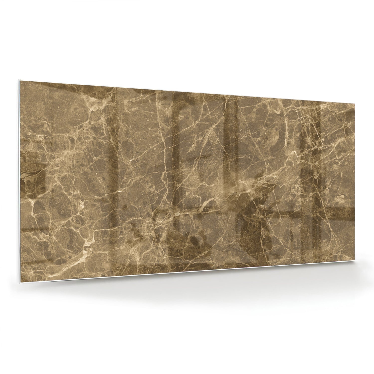 Goldfarbenes Glasbild mit Marmoreffekt – Glasbild aus Sicherheitsglas, Größe 70x70_rond