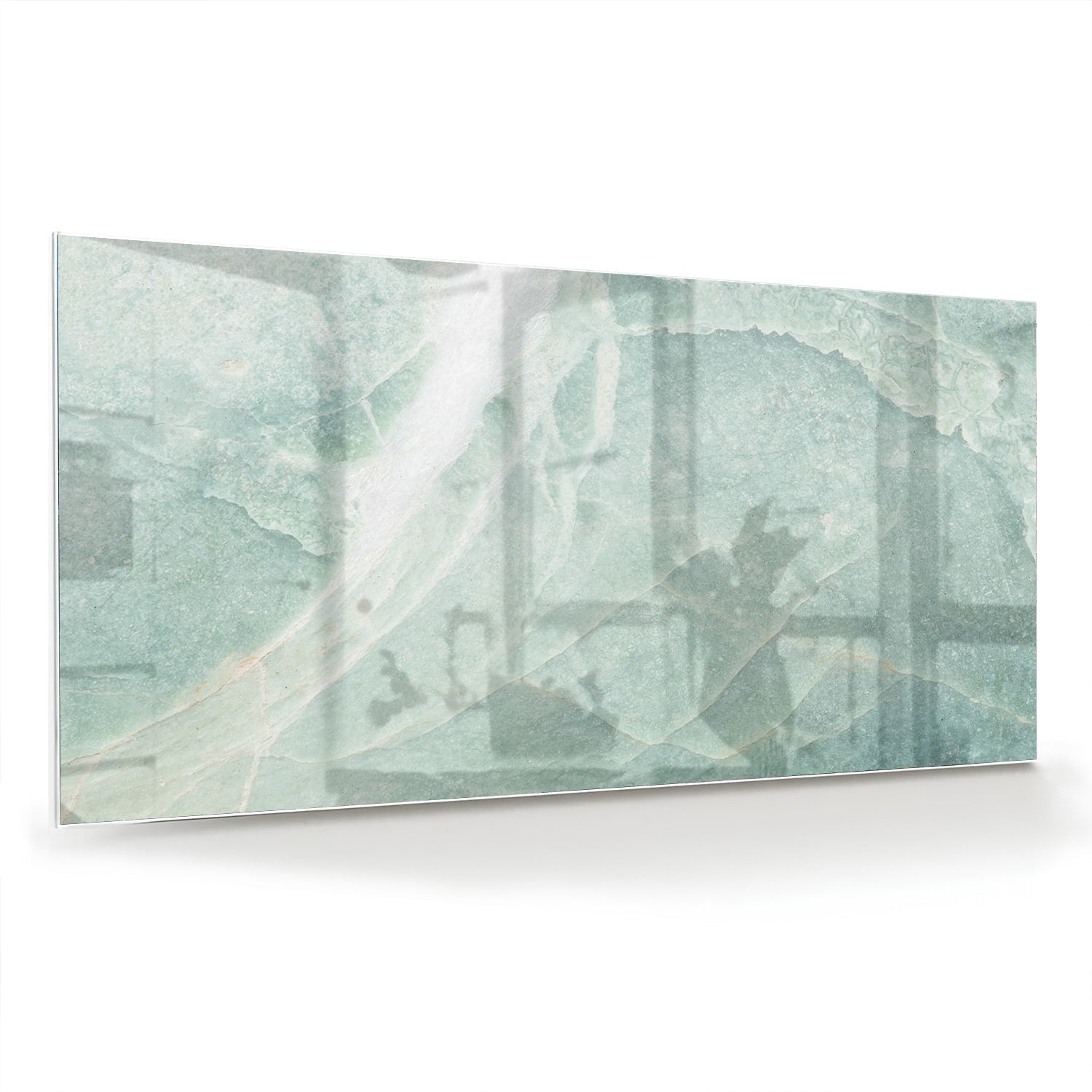 Abstraktes grünes Glasbild für moderne Innenräume – Glasbild aus Sicherheitsglas, Größe 70x70_rond