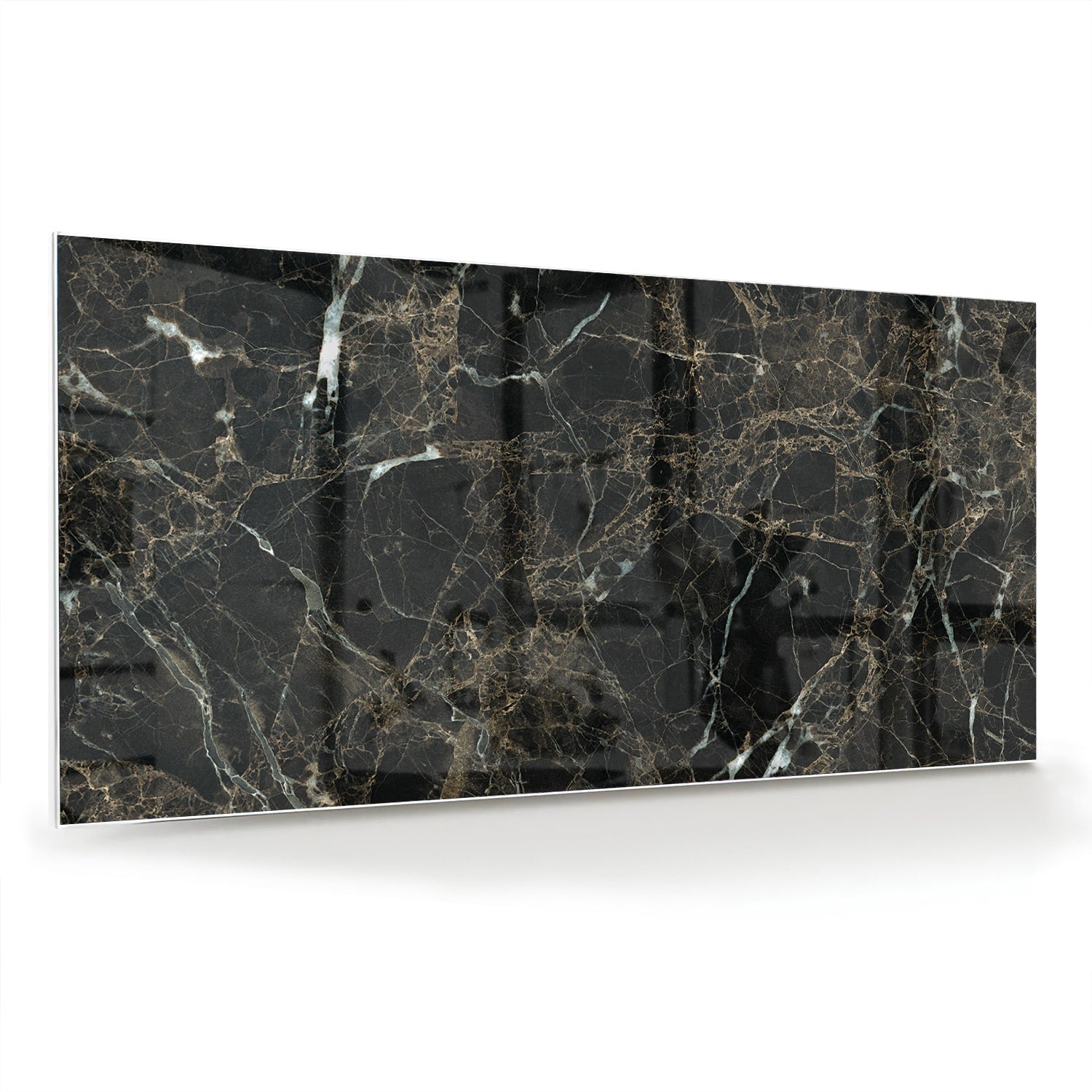 Elegantes schwarzes Marmor-Glasbild für luxuriöses Interieur – Glasbild aus Sicherheitsglas, Größe 70x70_rond