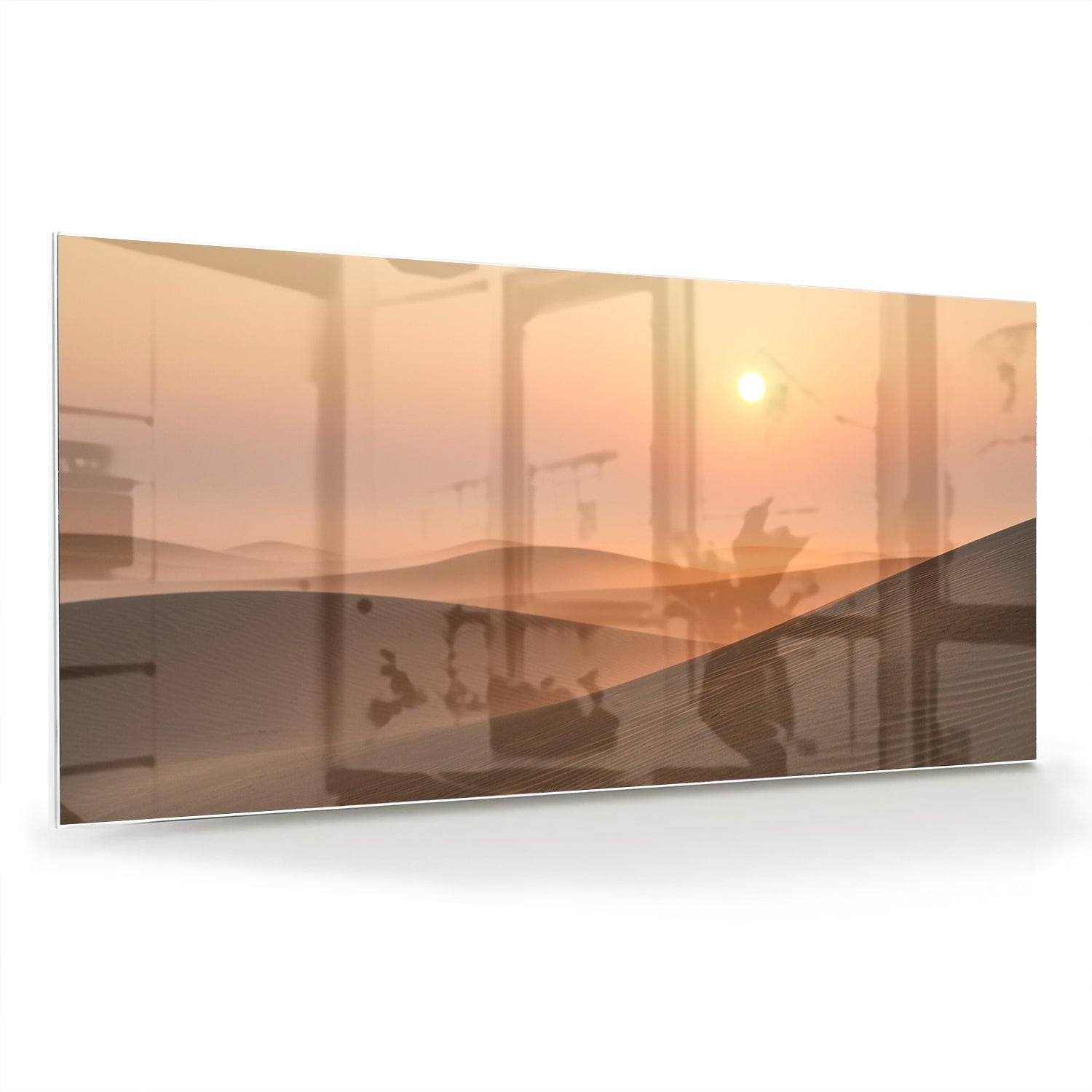 Glasbild mit Sonnenuntergang in warmen Farbtönen – Glasbild aus Sicherheitsglas, Größe 70x70_rond