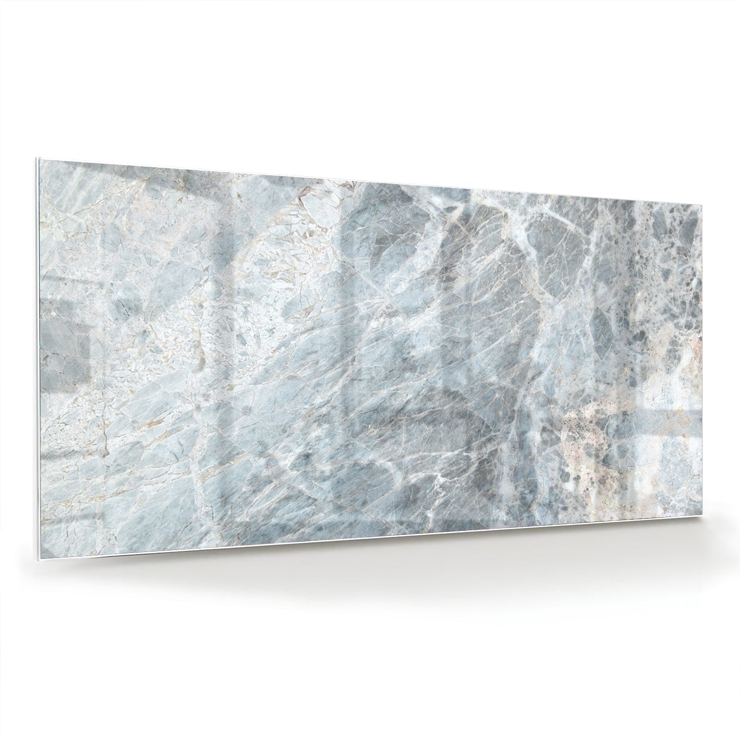 Glasbild mit Marmoroptik in Blau und Grau – Glasbild aus Sicherheitsglas, Größe 70x70_rond