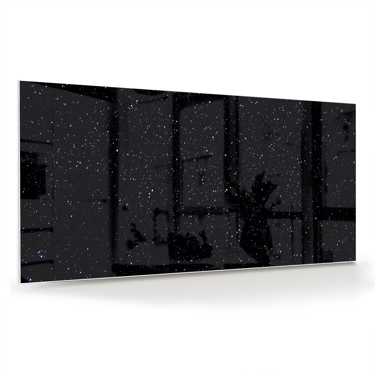 Glasbild mit Sternen auf schwarzem Hintergrund – Glasbild aus Sicherheitsglas, Größe 70x70_rond