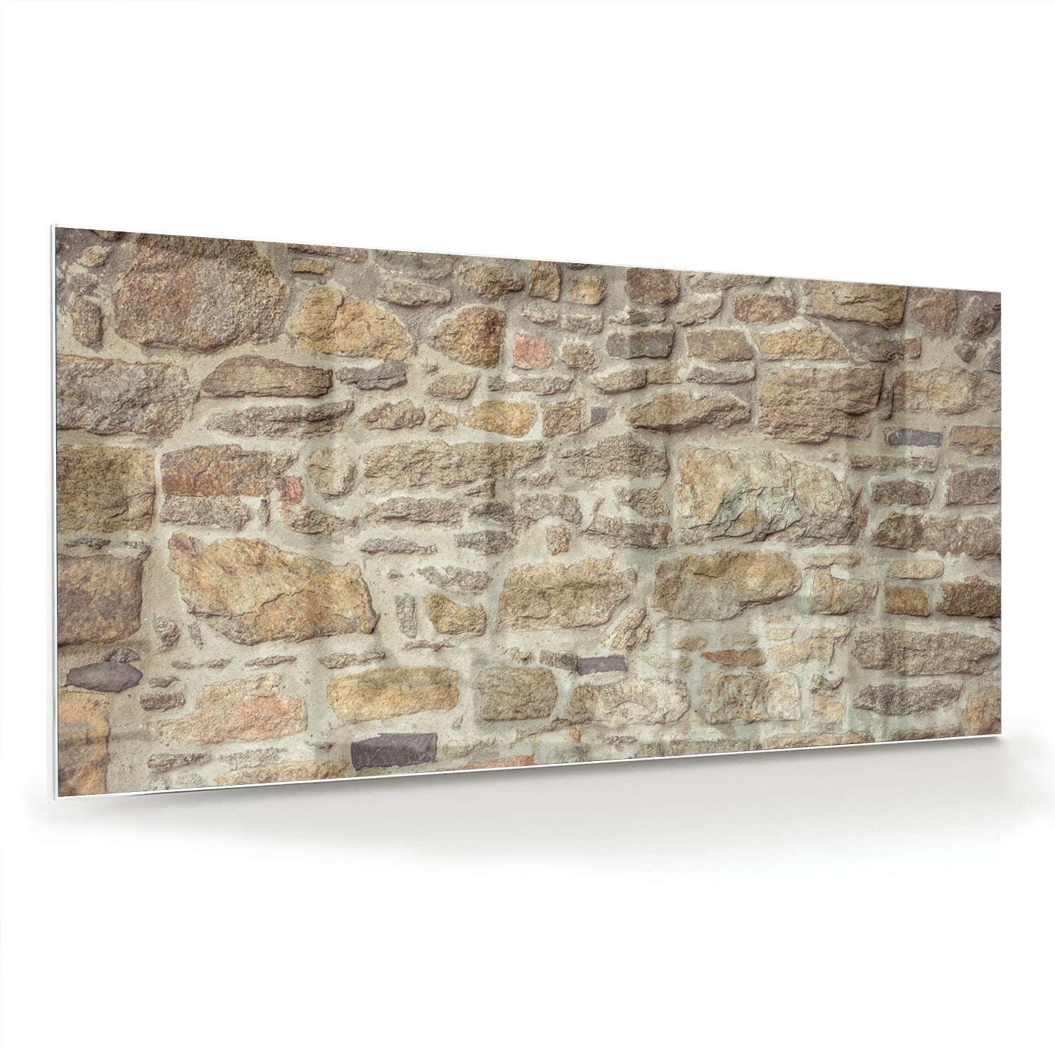 Glasbild mit rustikaler Steinwand – Glasbild aus Sicherheitsglas, Größe 70x70_rond
