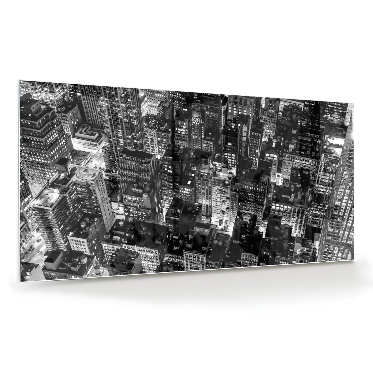 Schwarz-Weiß-Glasbild mit Stadtmotiv für ein modernes Interieur – Glasbild aus Sicherheitsglas, Größe 70x70_rond