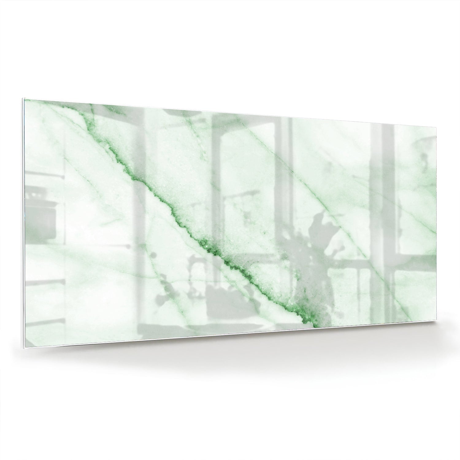Elegantes Glasbild mit grüner Marmoroptik – Glasbild aus Sicherheitsglas, Größe 70x70_rond